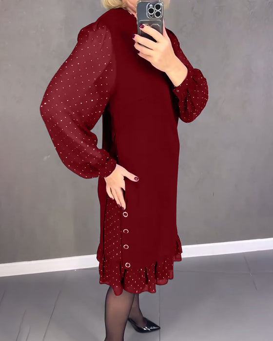 GISELA | Langärmliges Kleid mit Polka-Dots