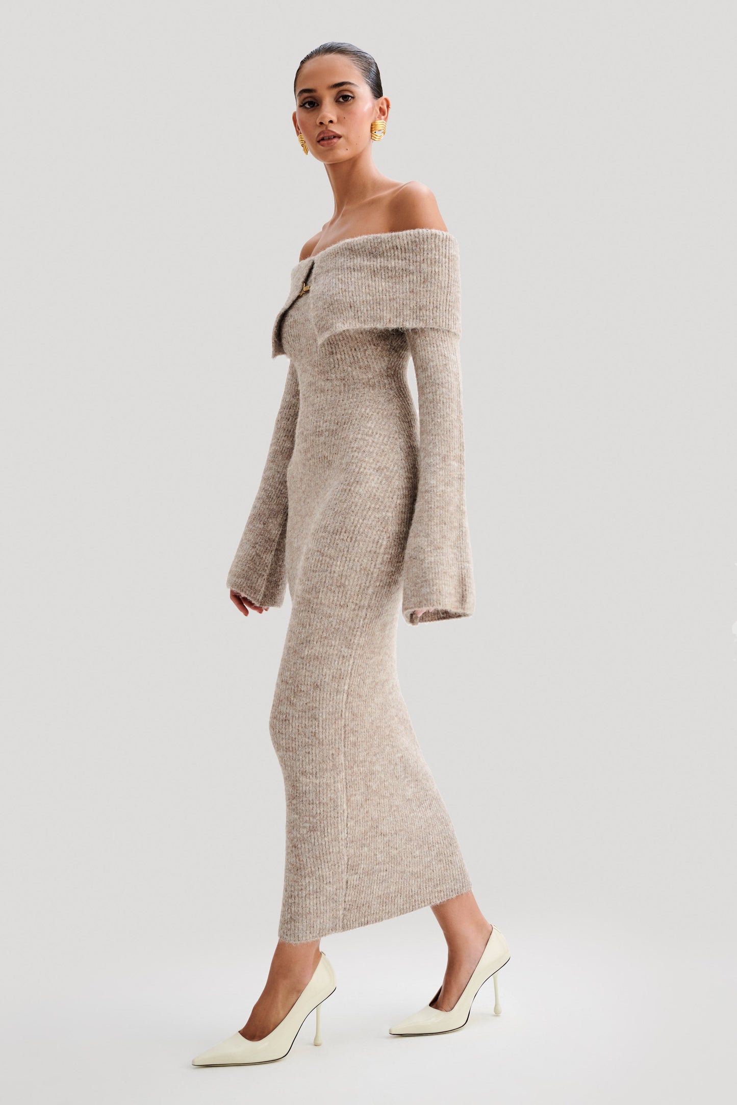 MAUREEN | Gemütliches Off-Shoulder-Pulloverkleid