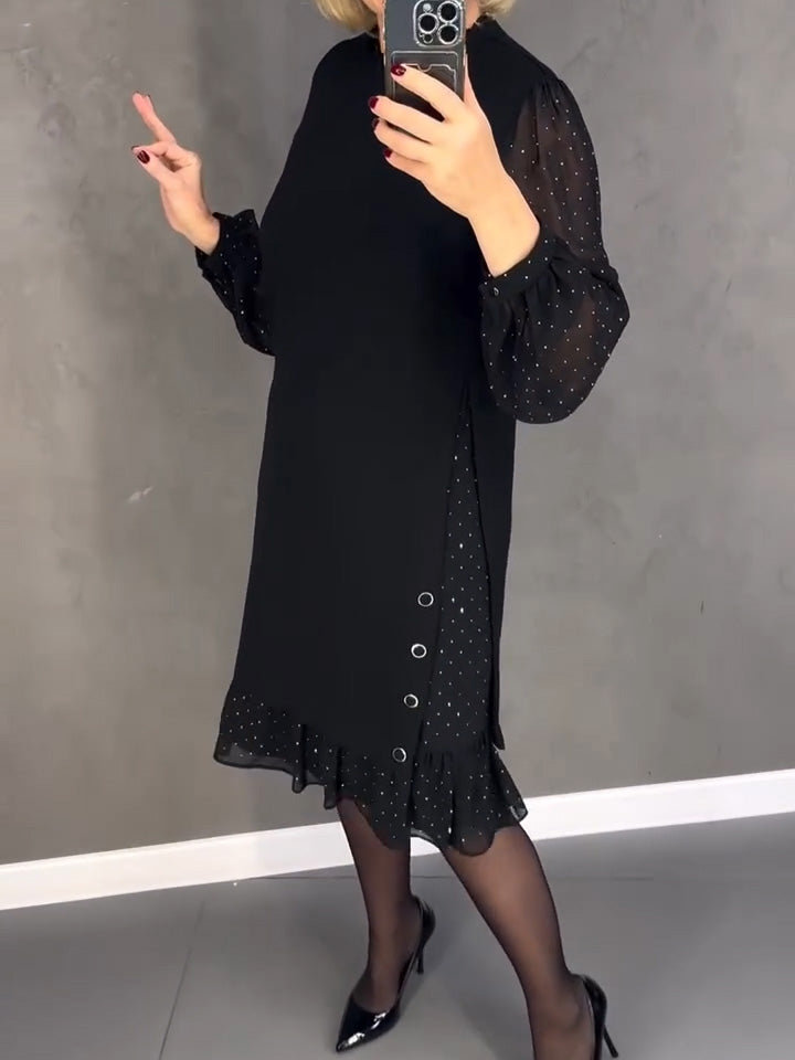 GISELA | Langärmliges Kleid mit Polka-Dots