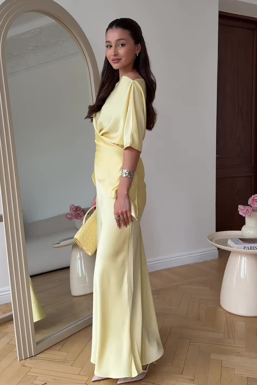 MELISA | Elegantes Drapiertes Satinkleid