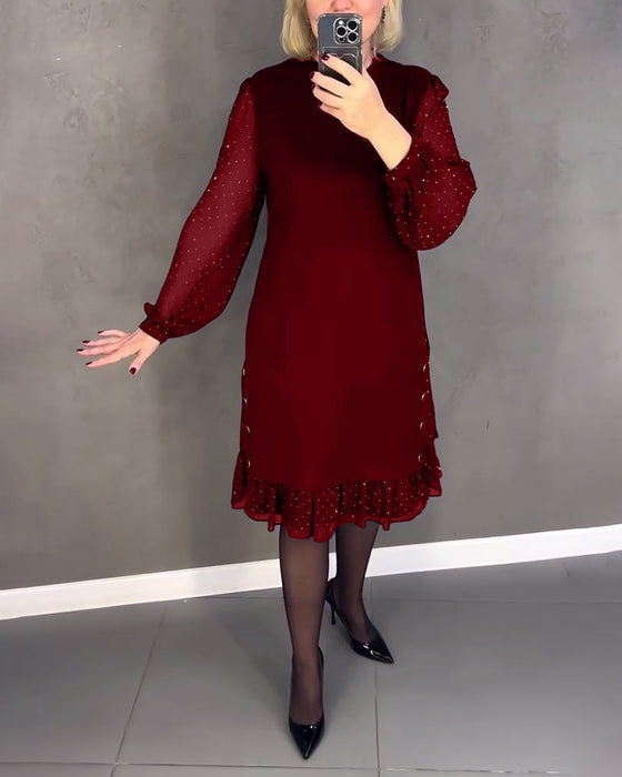 GISELA | Langärmliges Kleid mit Polka-Dots