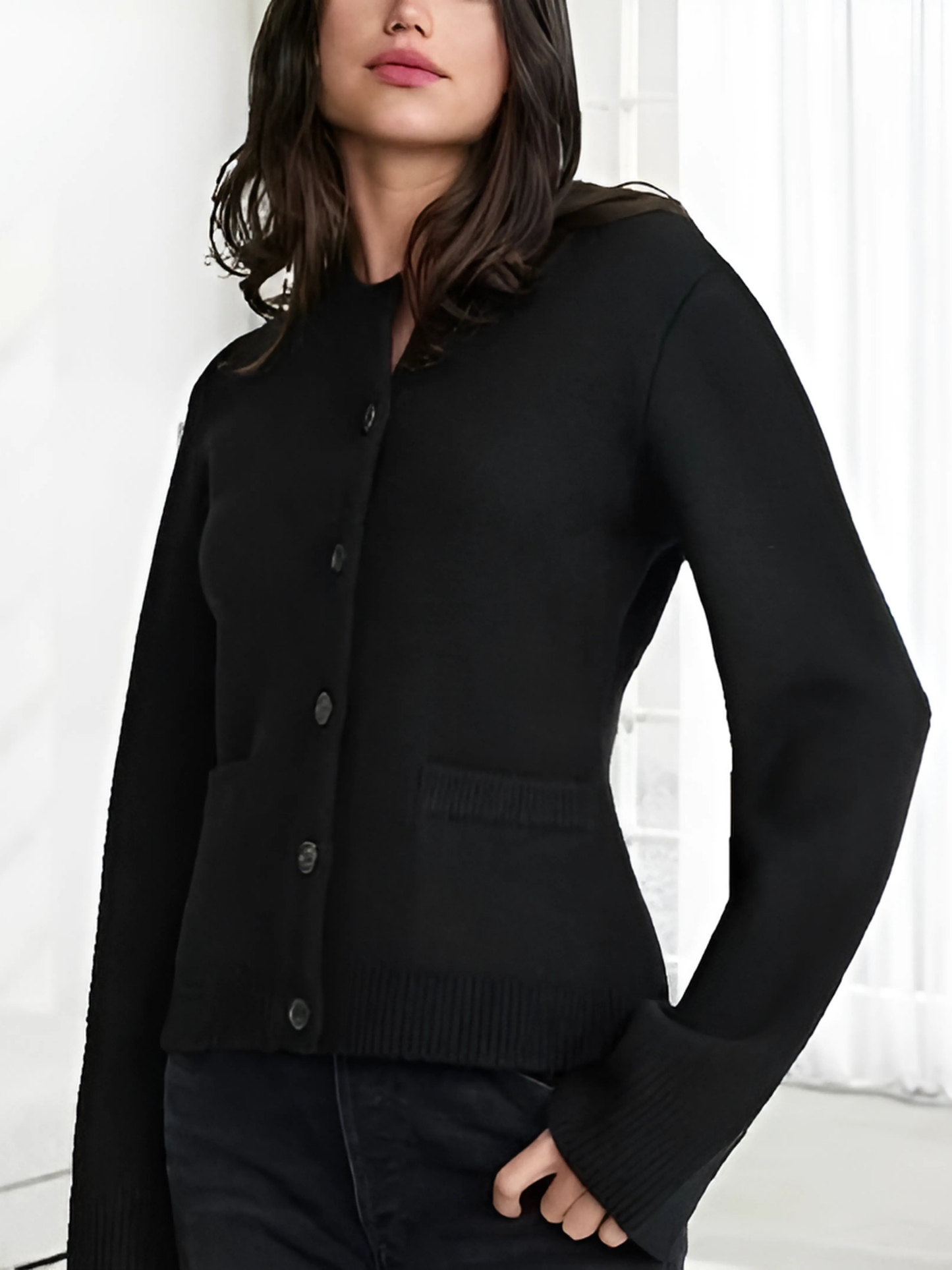 SOLARI | Jacke mit Rundhalsausschnitt und ausgestellten Ärmeln