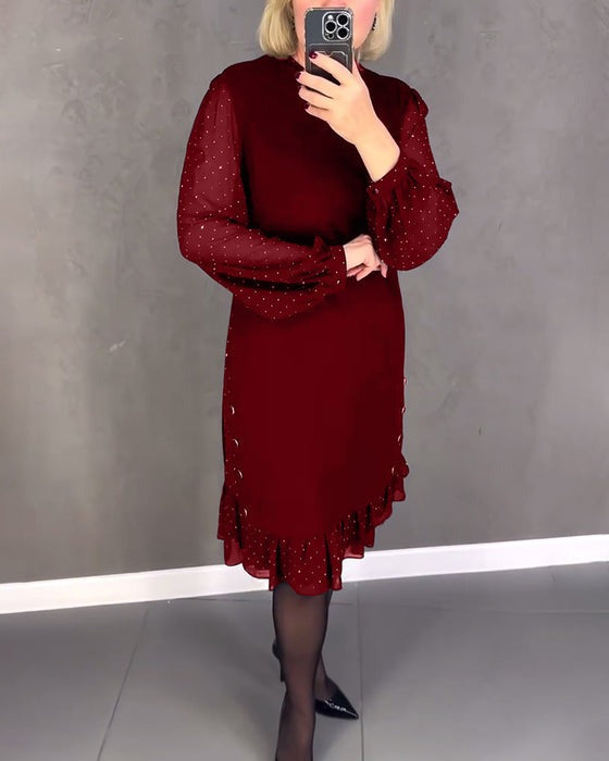 GISELA | Langärmliges Kleid mit Polka-Dots