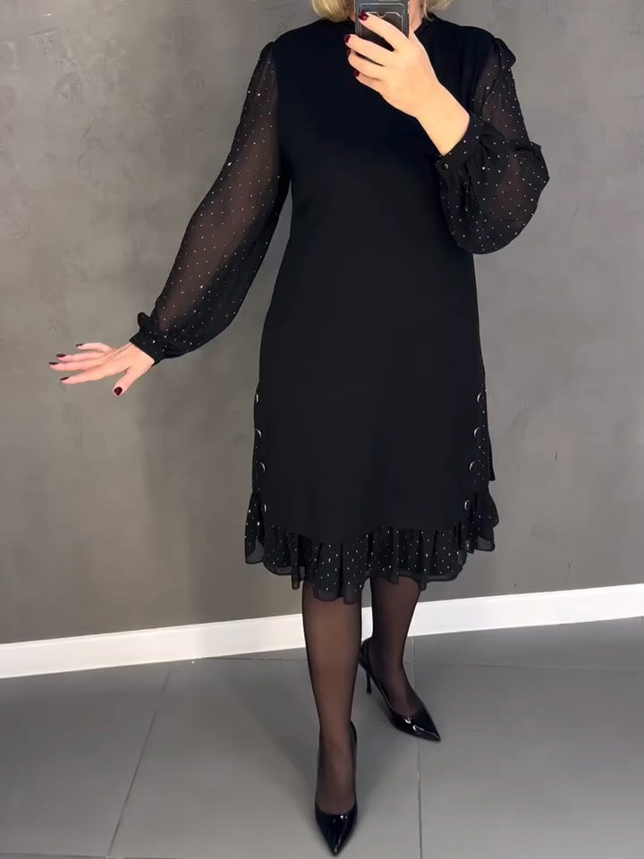 GISELA | Langärmliges Kleid mit Polka-Dots