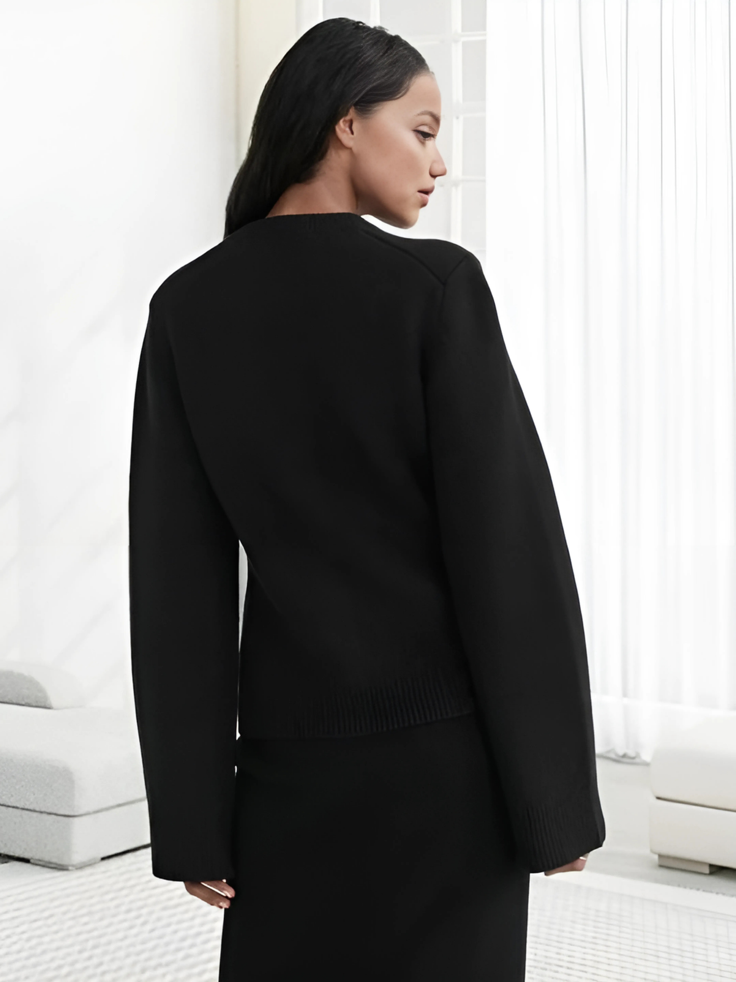 SOLARI | Jacke mit Rundhalsausschnitt und ausgestellten Ärmeln