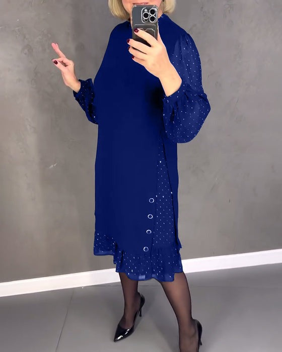 GISELA | Langärmliges Kleid mit Polka-Dots