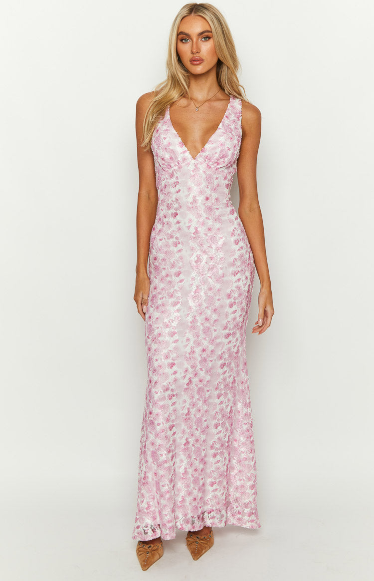 LIZZY | Spitze Rosa Maxikleid