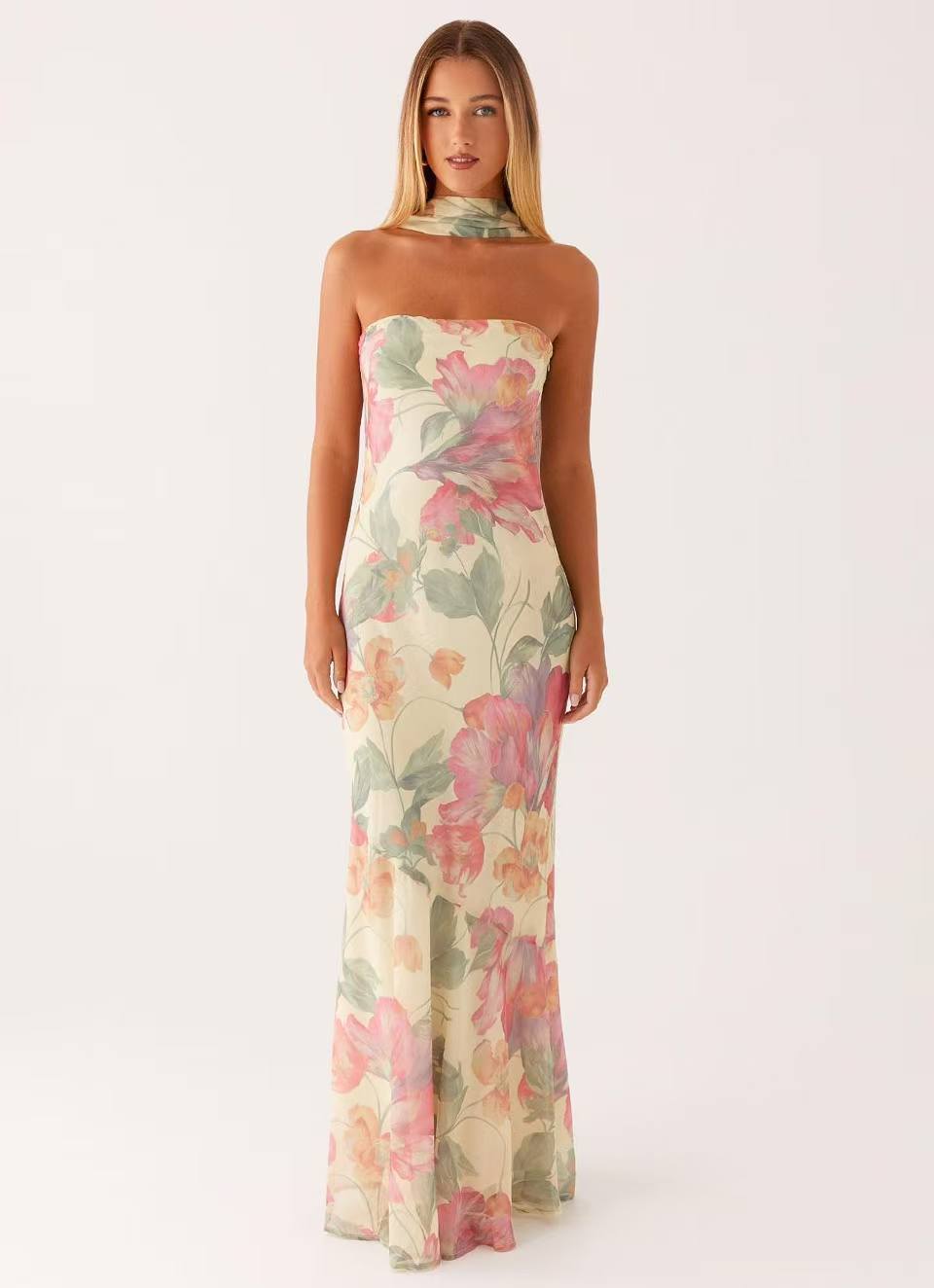 CHARLOTTE | Chiffon-Maxikleid