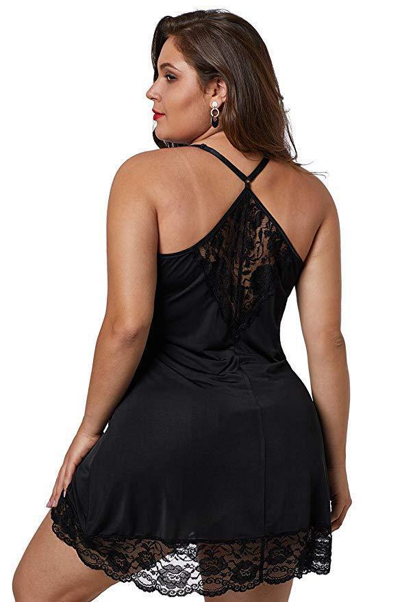 DIANA – Plus Size Sexy Nachtkleid mit Spitze & V-Ausschnitt