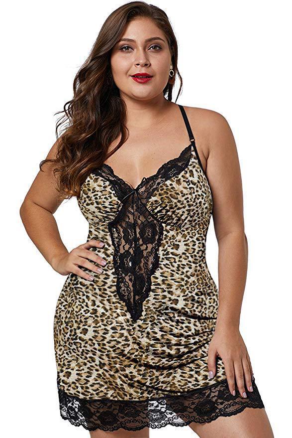 DIANA – Plus Size Sexy Nachtkleid mit Spitze & V-Ausschnitt