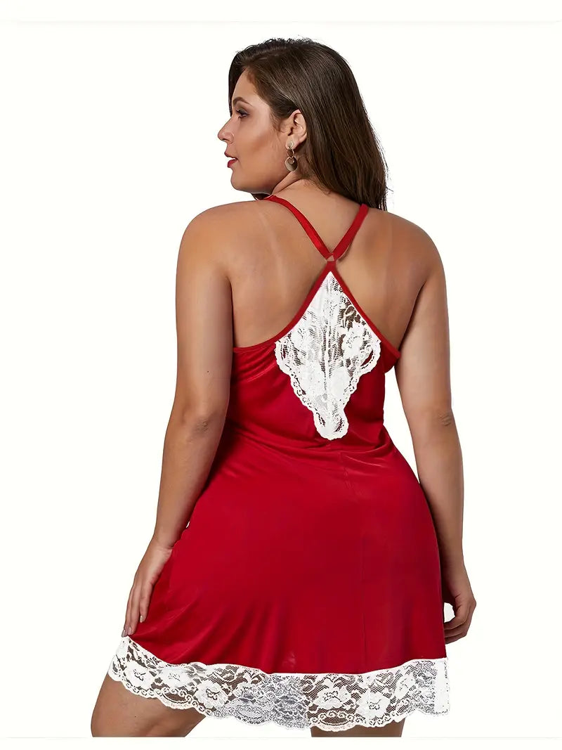 DIANA – Plus Size Sexy Nachtkleid mit Spitze & V-Ausschnitt
