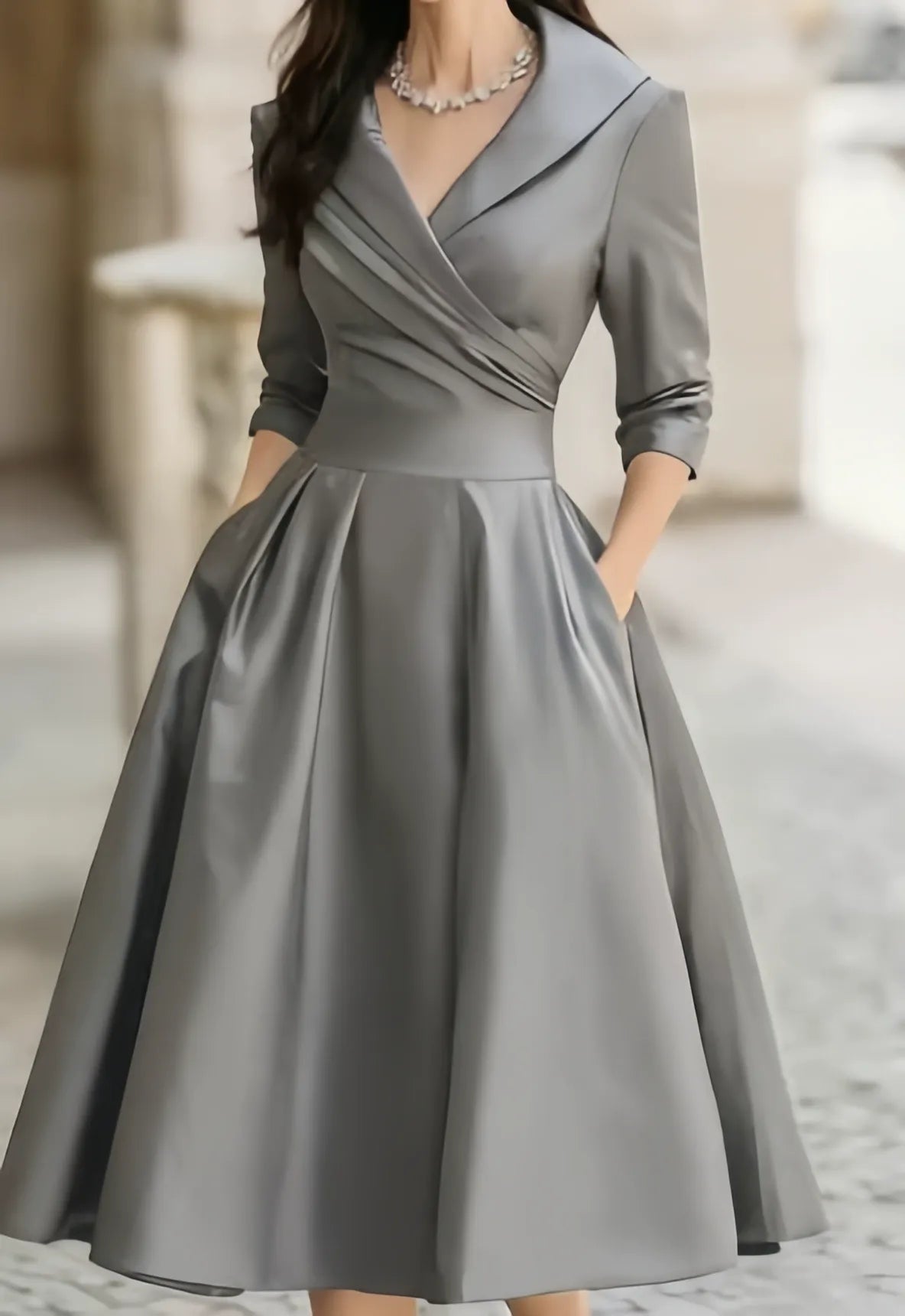 YARA | Wickel-Midikleid mit Kragen