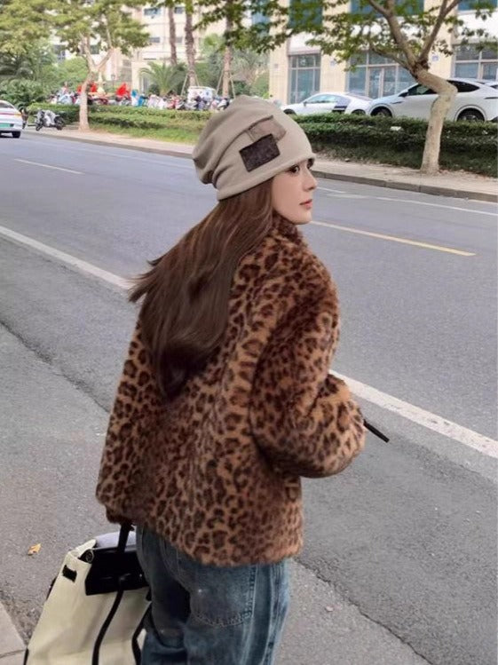 GLAIZA | Trendiger Leopardenmantel mit langen Ärmeln