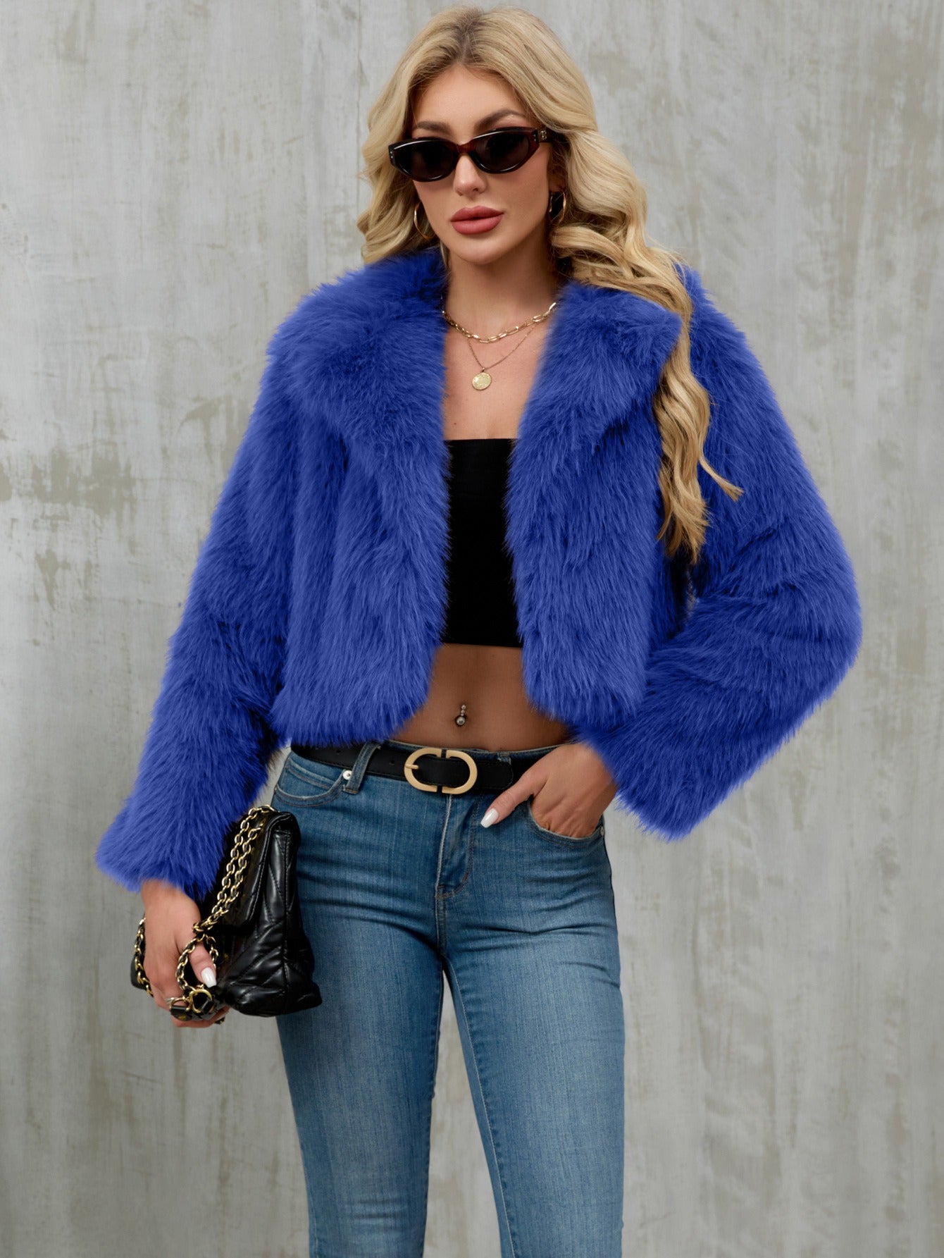 CHLOE | Elegante Plüsch-Cropped-Jacke