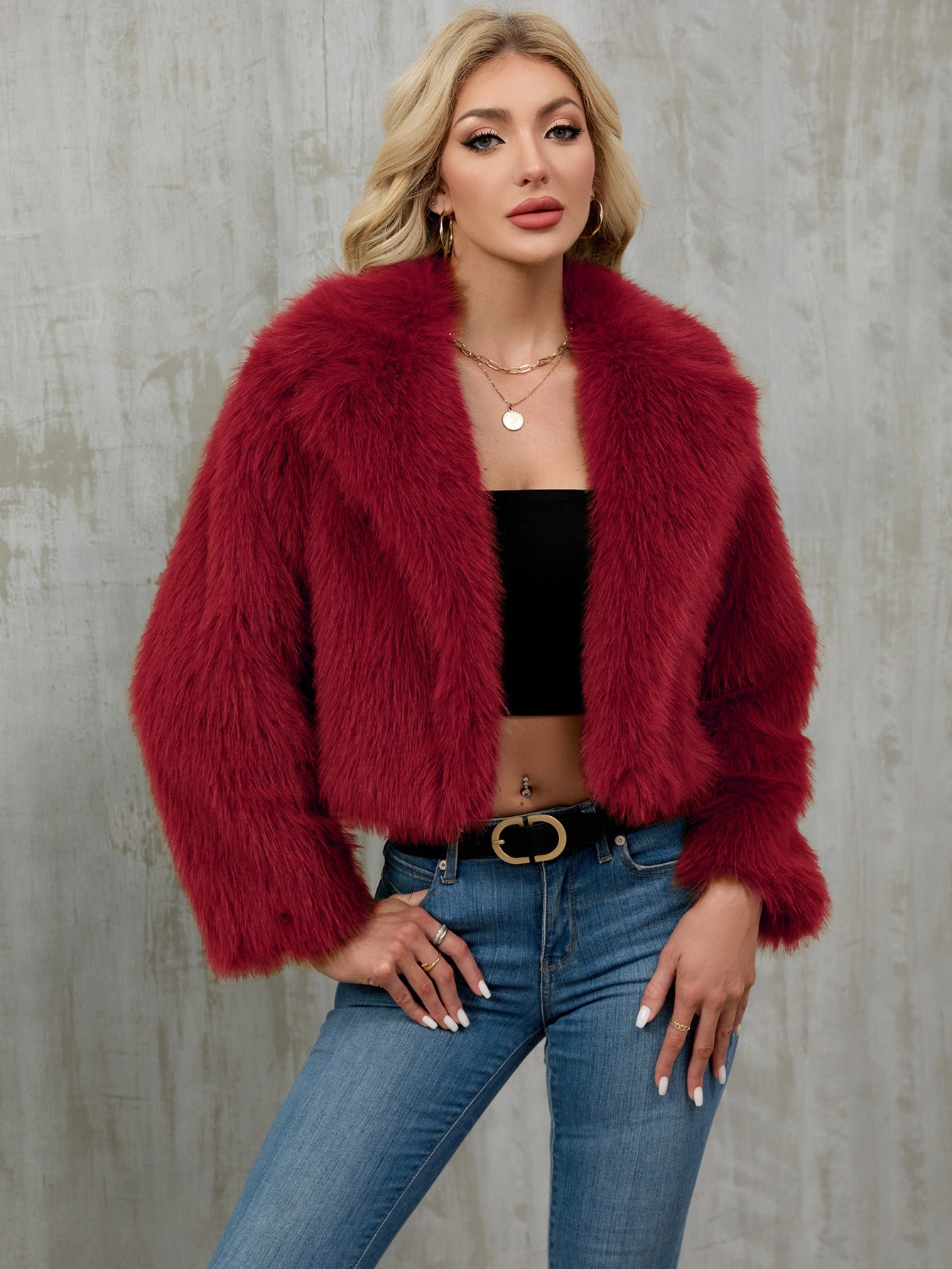 CHLOE | Elegante Plüsch-Cropped-Jacke