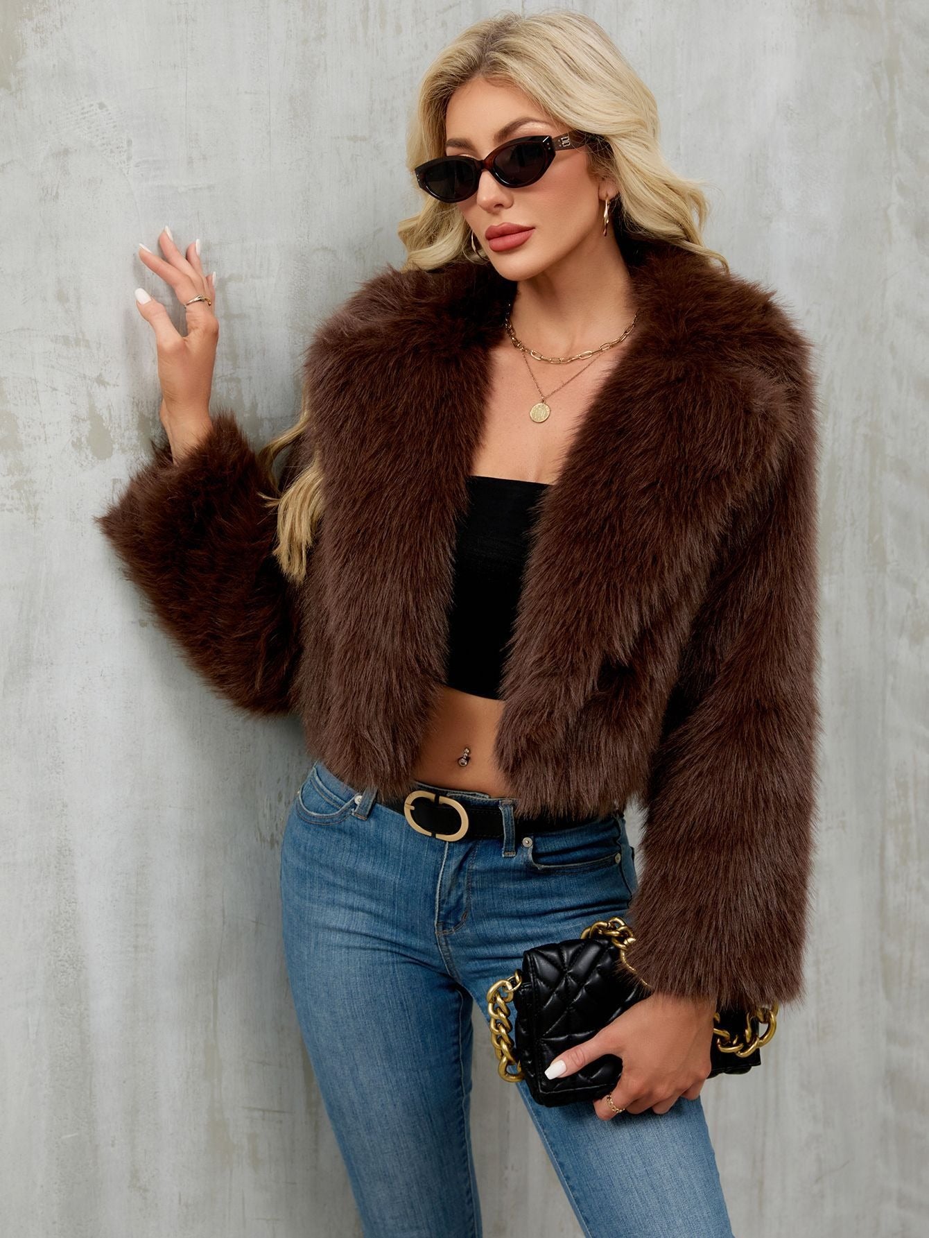 CHLOE | Elegante Plüsch-Cropped-Jacke