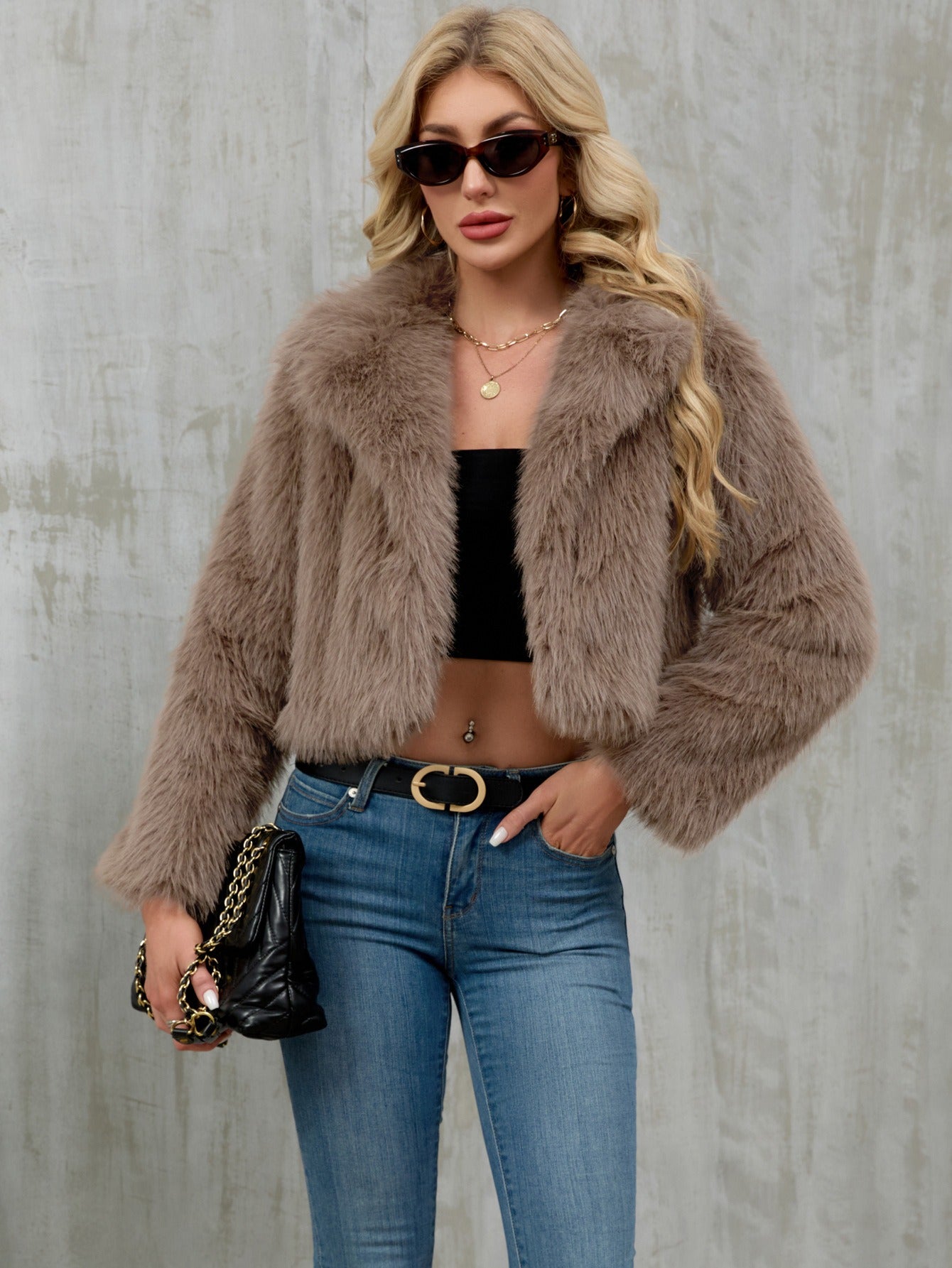 CHLOE | Elegante Plüsch-Cropped-Jacke