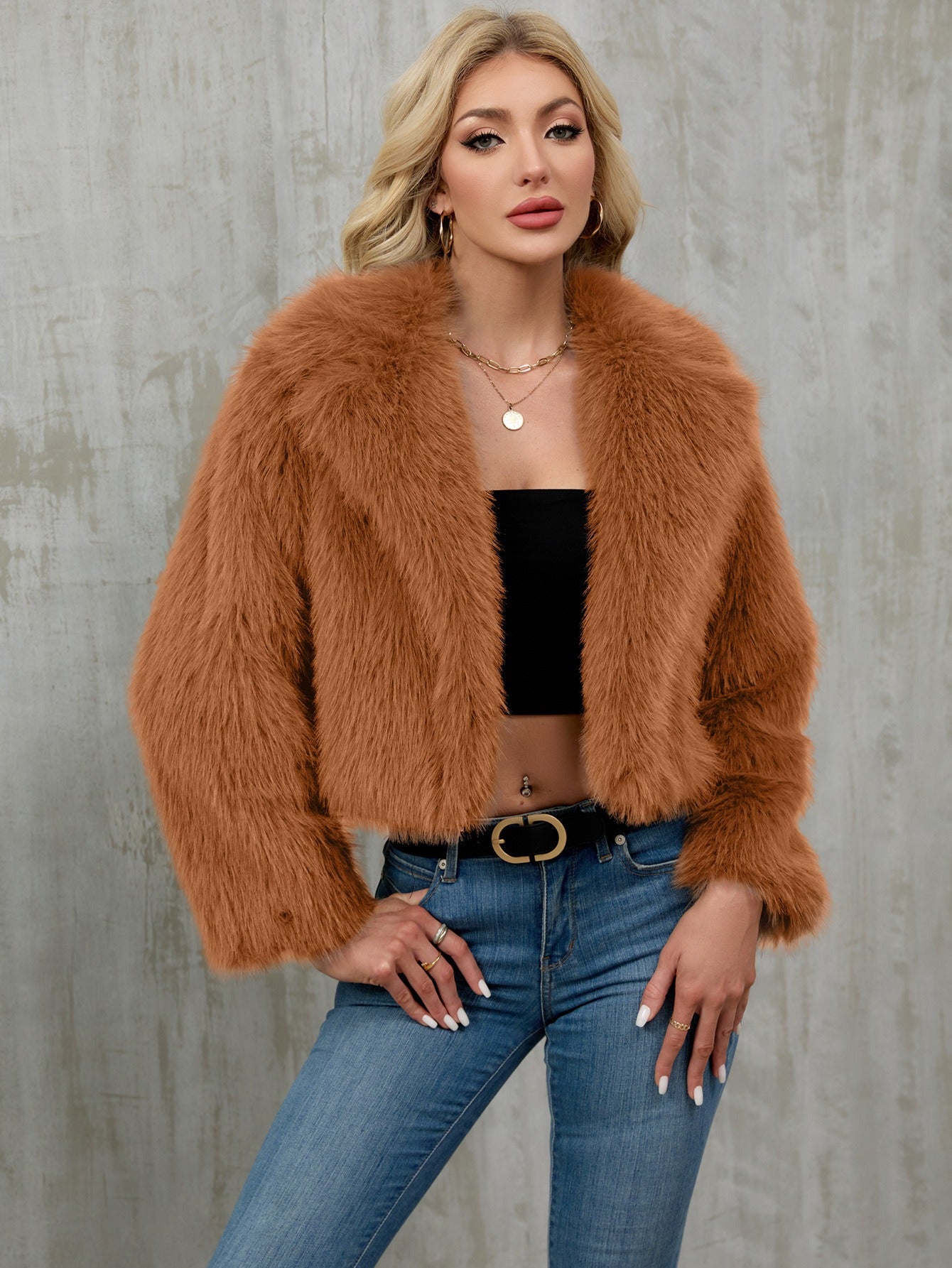 CHLOE | Elegante Plüsch-Cropped-Jacke