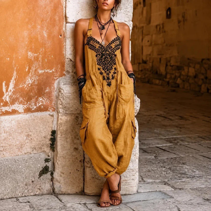 JUDITH | Bestickter Cargo-Jumpsuit