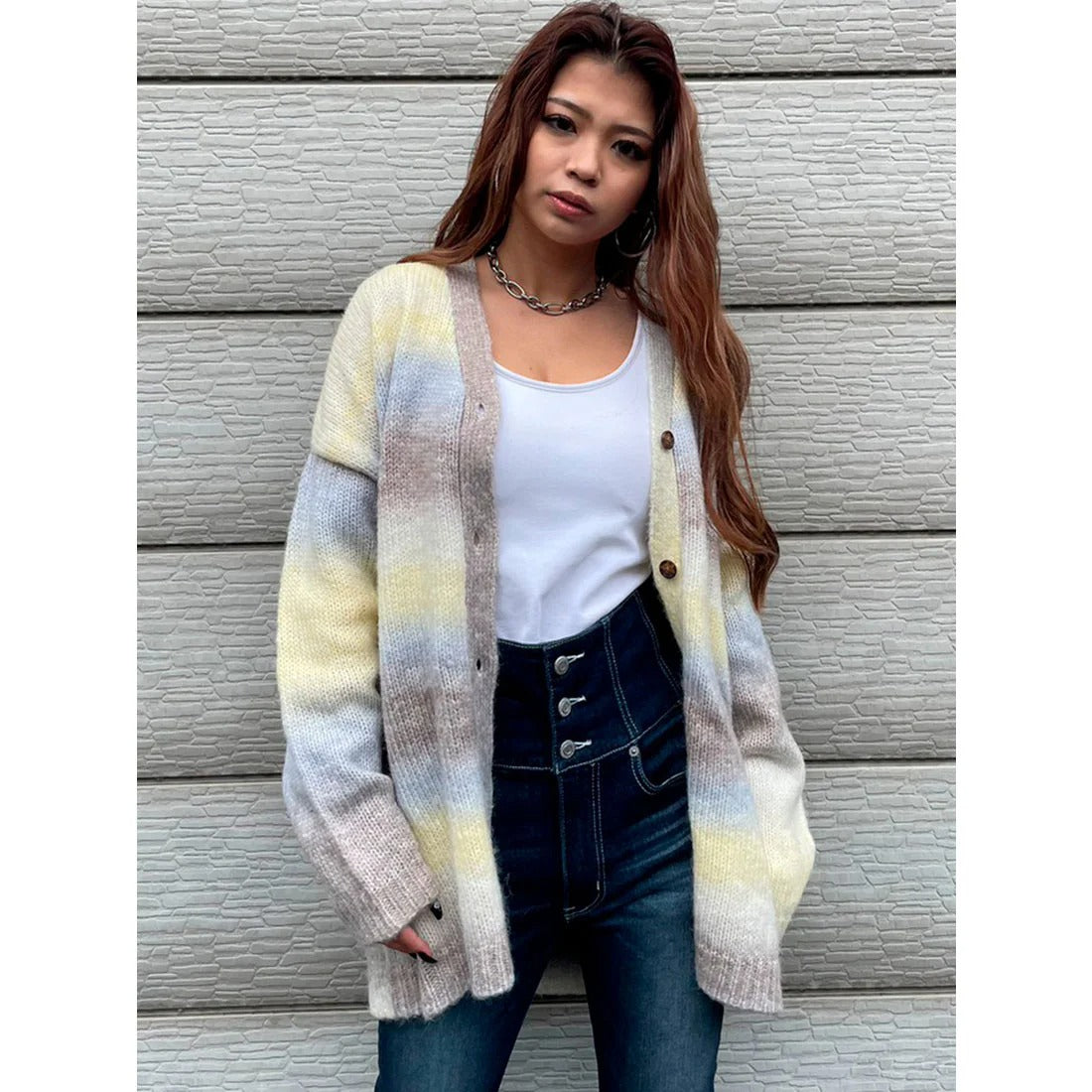 ZIAH | Schicker Lockerer Gestreifter Cardigan