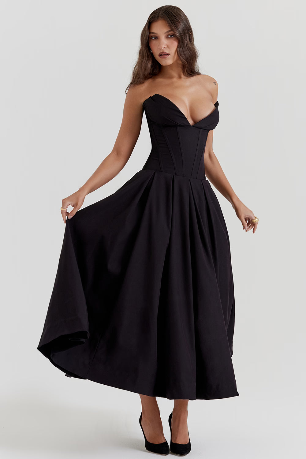 FEMKE | Trägerloses Midikleid