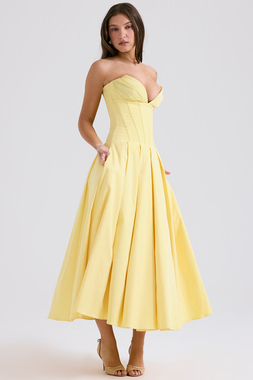 FEMKE | Trägerloses Midikleid