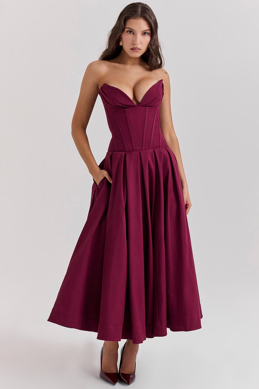 FEMKE | Trägerloses Midikleid