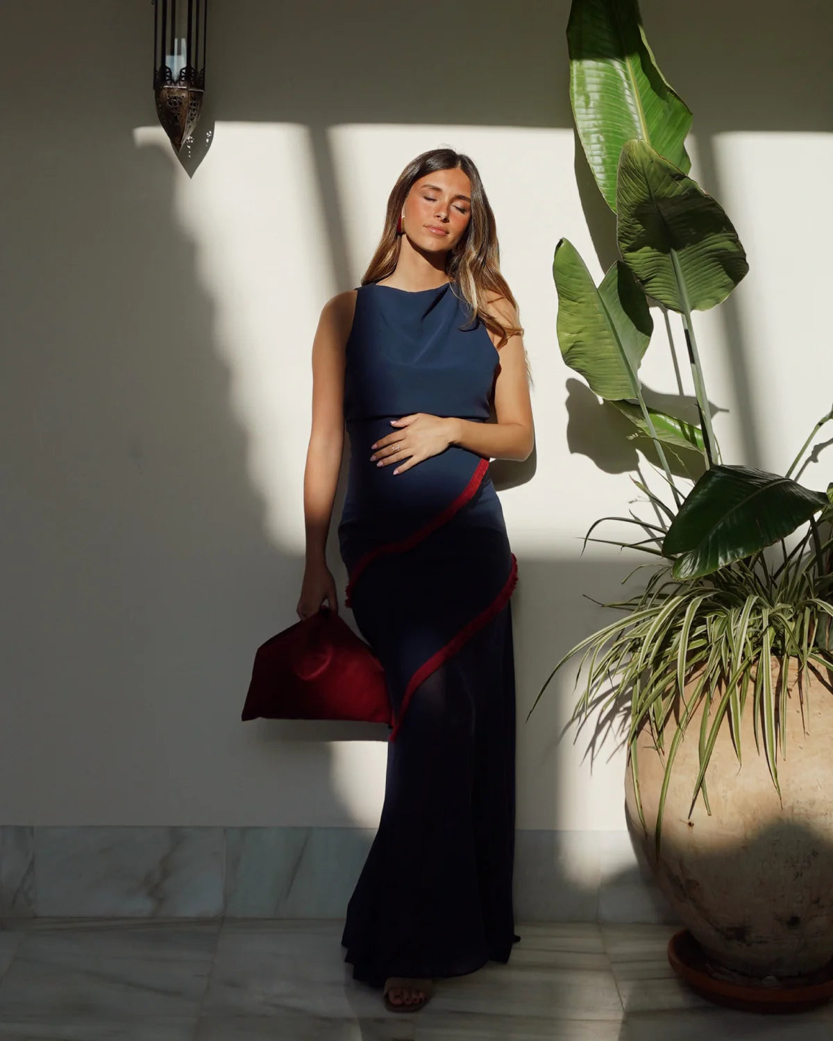 GRACIE | Marineblaues Chiffonkleid