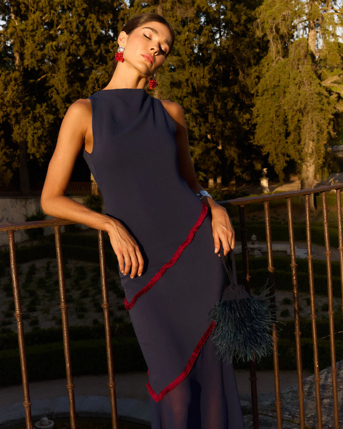 GRACIE | Marineblaues Chiffonkleid