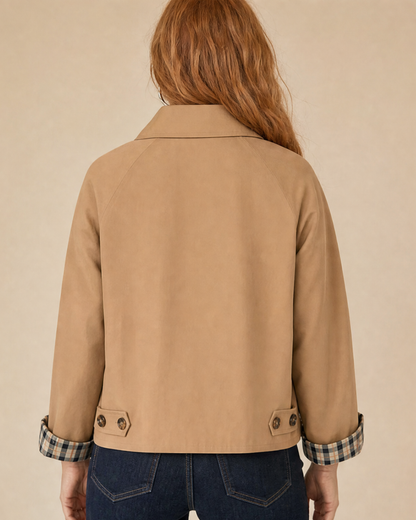 ARIANA | Jacke mit Knopfverschluss und Karierten Manschetten