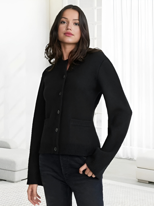 SOLARI | Jacke mit Rundhalsausschnitt und ausgestellten Ärmeln
