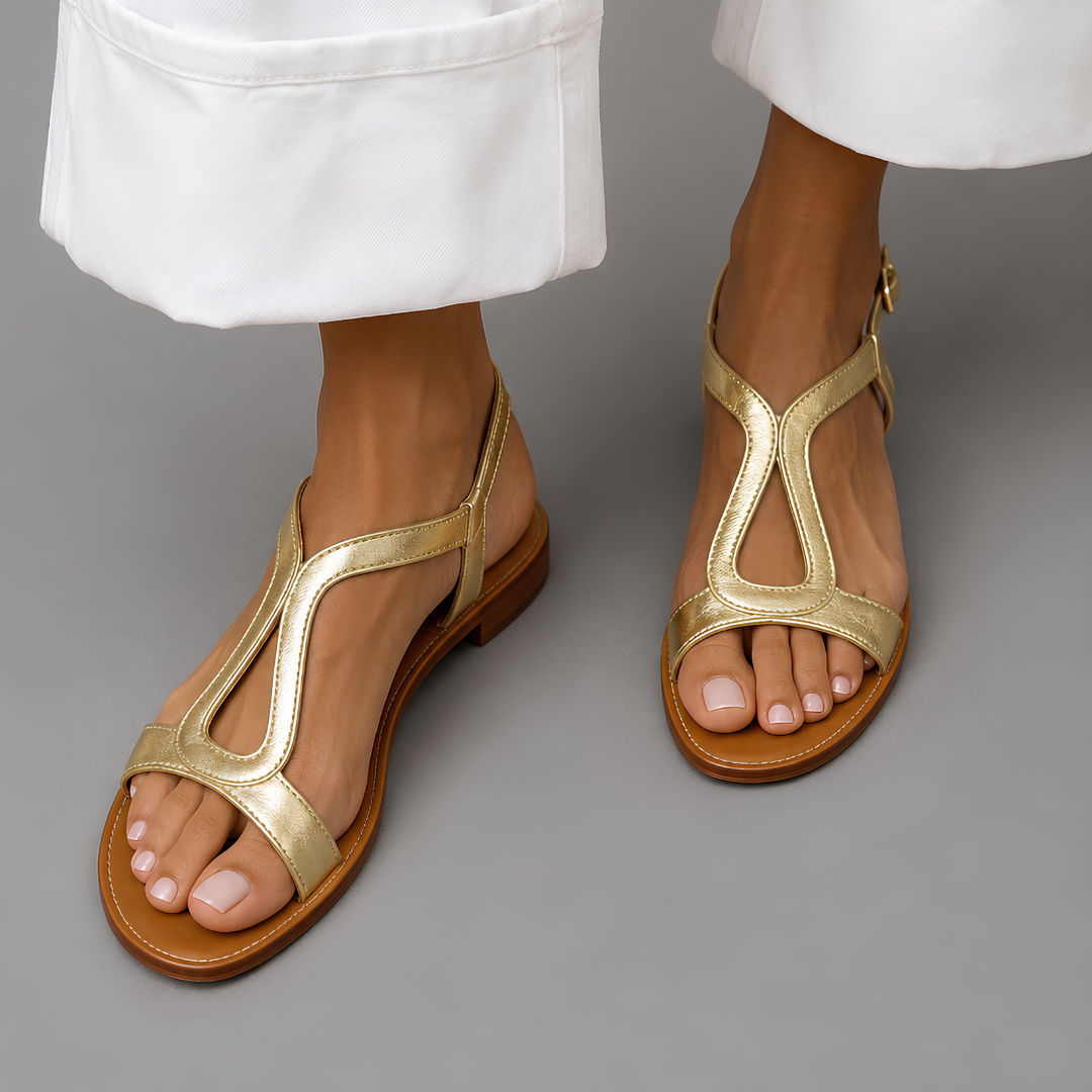 ANTONIA | Flache Sandalen mit T-Riemen