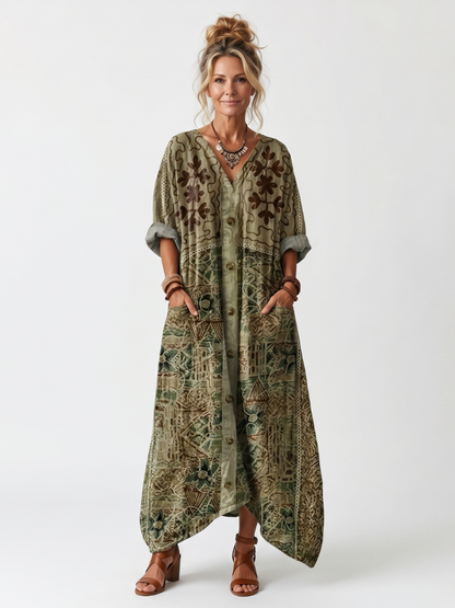 SLOANE | Maxikleid mit Knopfleiste und Vordertaschen