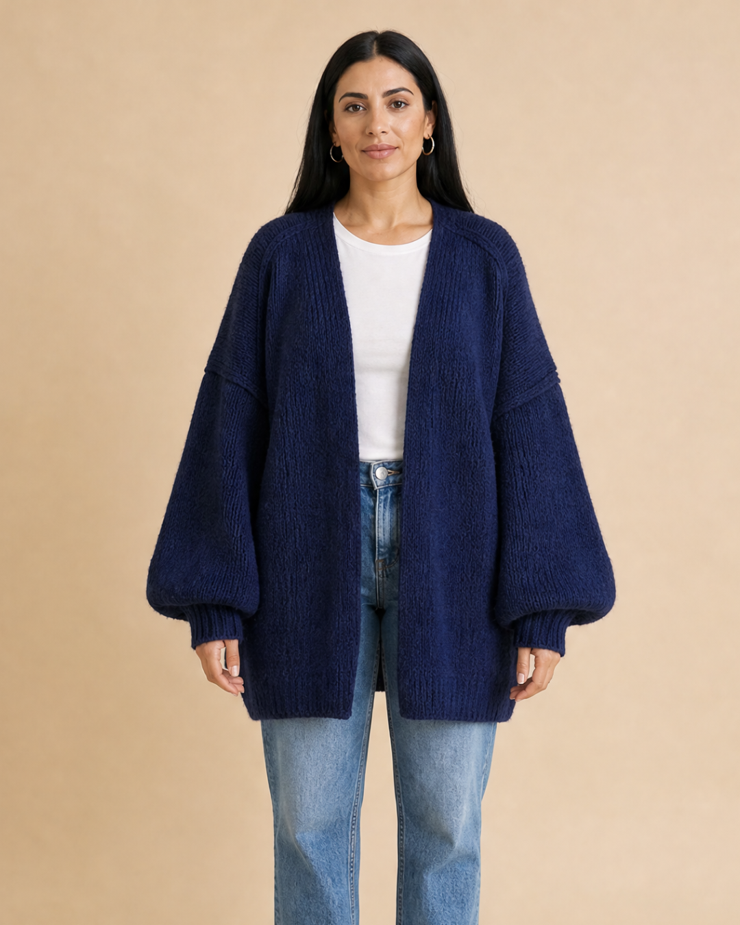 MELANIE | Langärmliger Cardigan mit offenem Vorderteil