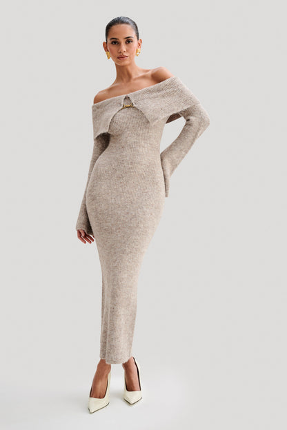 MAUREEN | Gemütliches Off-Shoulder-Pulloverkleid