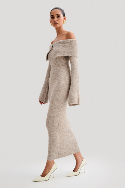 MAUREEN | Gemütliches Off-Shoulder-Pulloverkleid