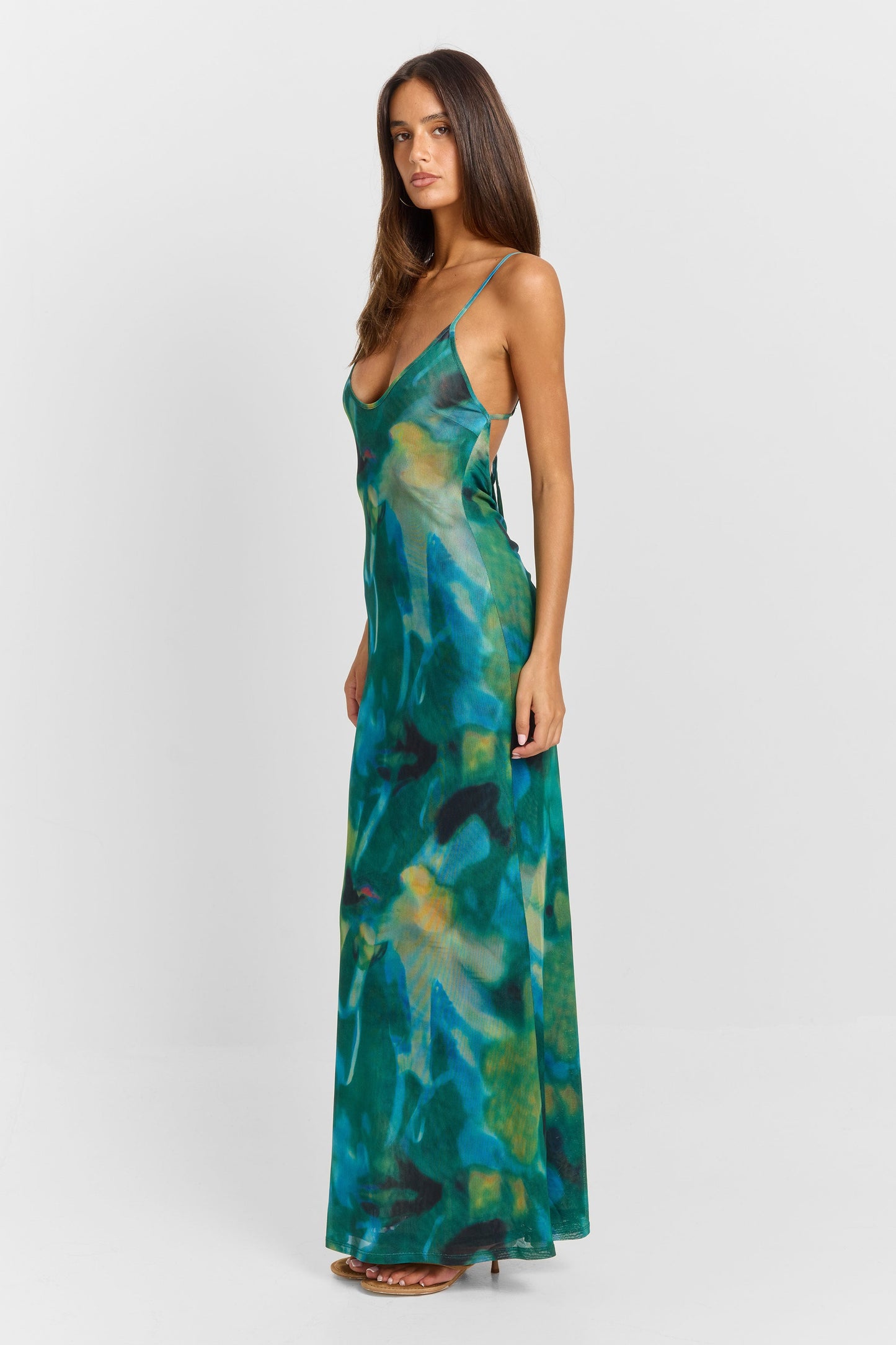 VERONIKA | Maxikleid mit Abstraktem Blumenmuster