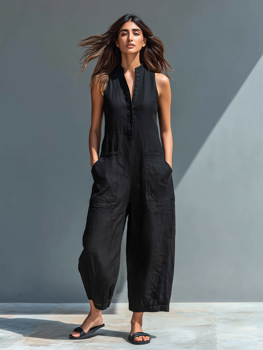 HERMINE | Ärmelloser Leinen-Jumpsuit