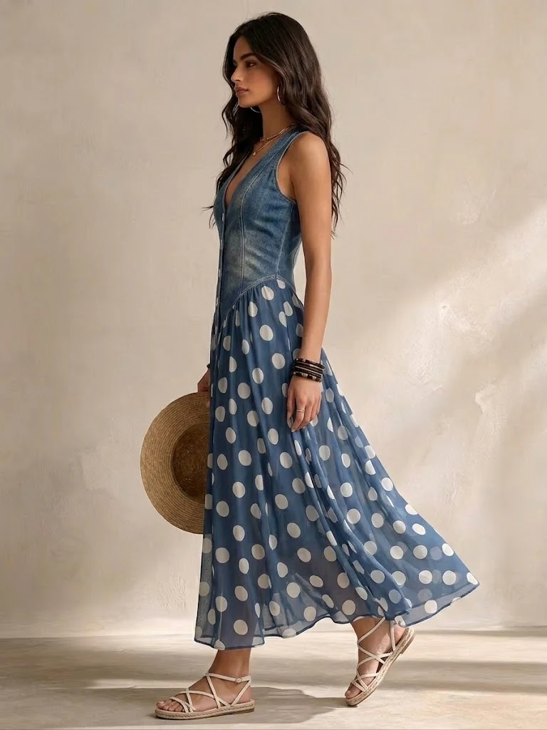 SKYLAR | Maxikleid mit Knopfleiste und Einsätzen