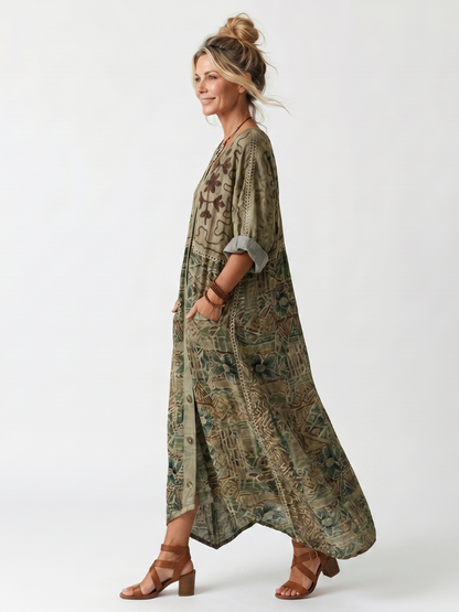 SLOANE | Maxikleid mit Knopfleiste und Vordertaschen