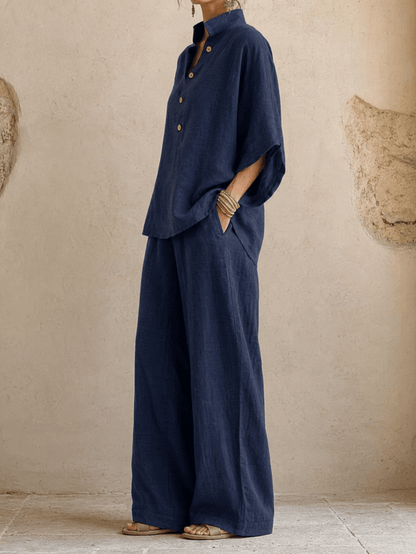KENNEDY | Zweiteiliges Set mit Knopfleiste und weiter Hose