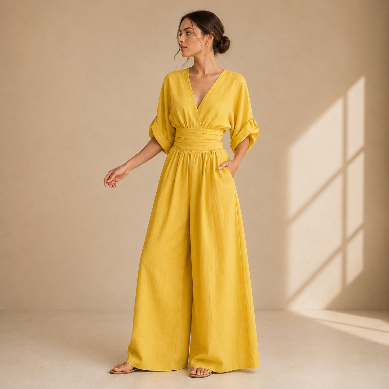 NATALIE | Jumpsuit mit Wickeloptik und weitem Bein