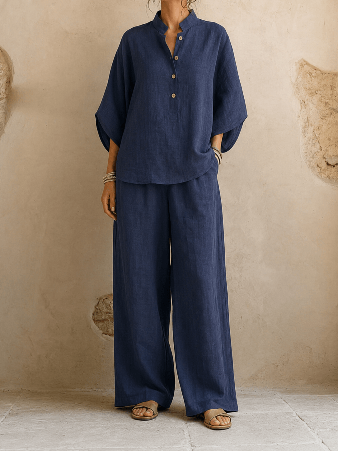 KENNEDY | Zweiteiliges Set mit Knopfleiste und weiter Hose