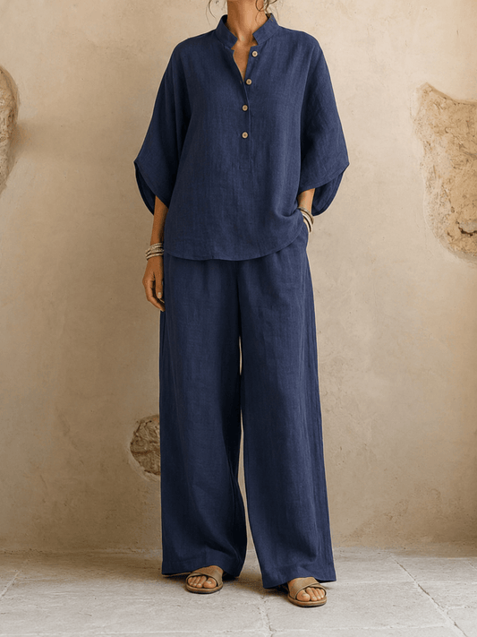 KENNEDY | Zweiteiliges Set mit Knopfleiste und weiter Hose