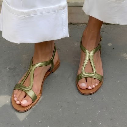 ANTONIA | Flache Sandalen mit T-Riemen