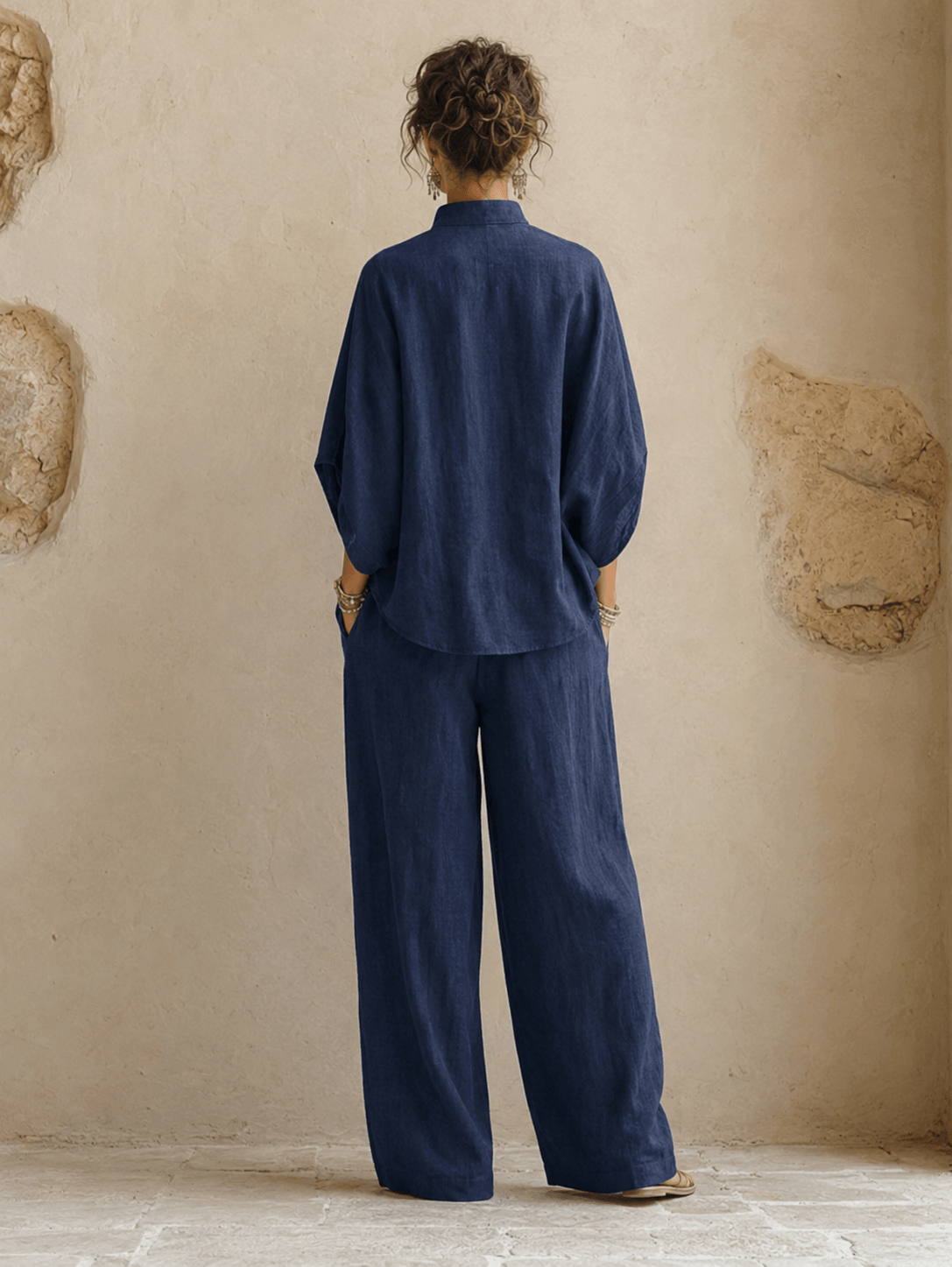 KENNEDY | Zweiteiliges Set mit Knopfleiste und weiter Hose