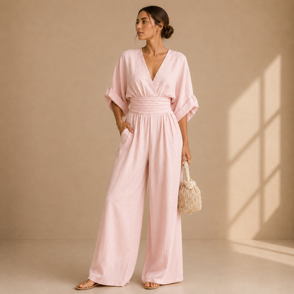 NATALIE | Jumpsuit mit Wickeloptik und weitem Bein