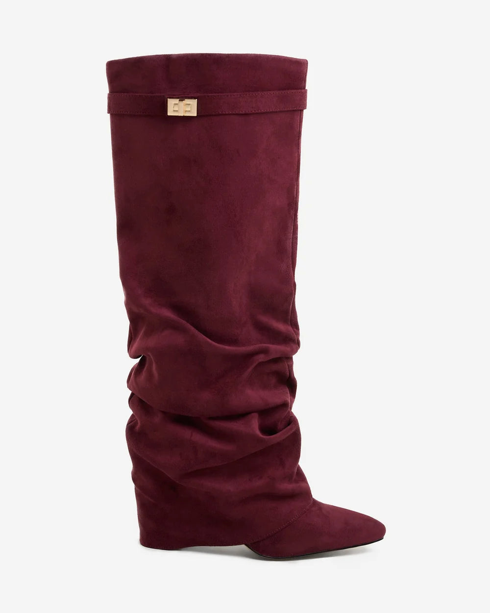 SADIE | Kniehohe Stiefel mit Faltenoptik und Schnallengurt