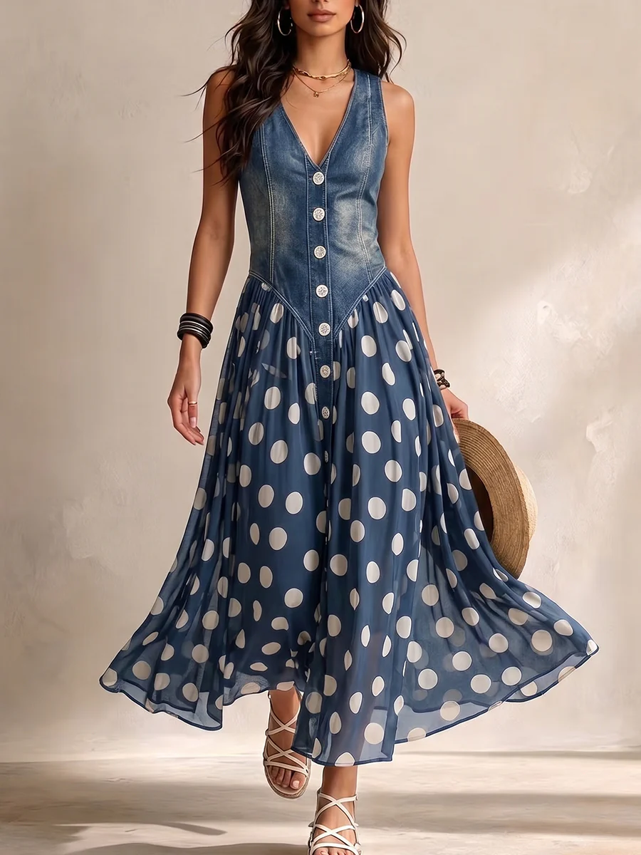 SKYLAR | Maxikleid mit Knopfleiste und Einsätzen