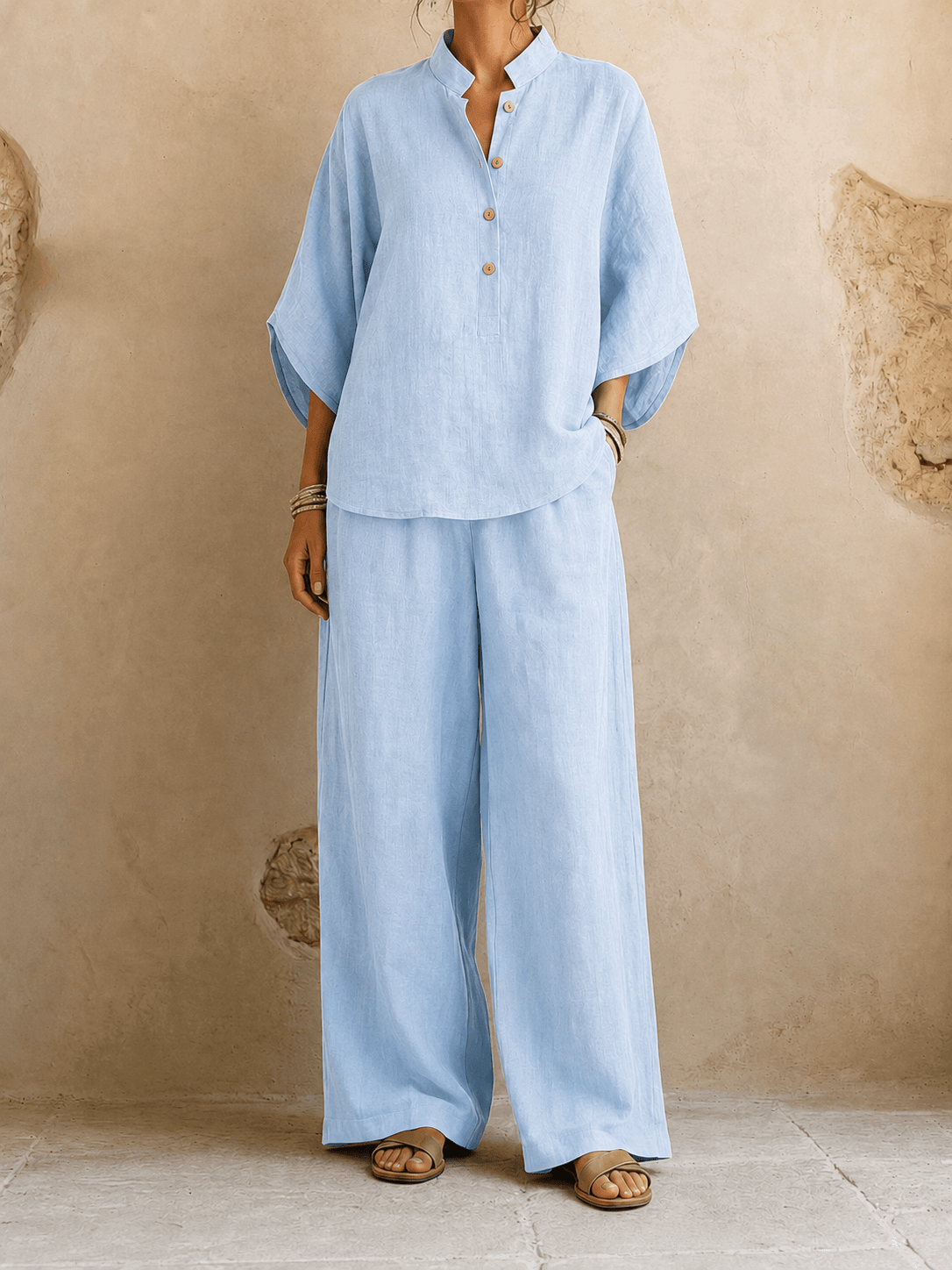 KENNEDY | Zweiteiliges Set mit Knopfleiste und weiter Hose